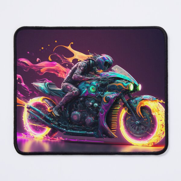 Item preview, Neon Blaze: Futuristic Motorcycle in Flaming Speed designed and sold by AdamesArtStudio.