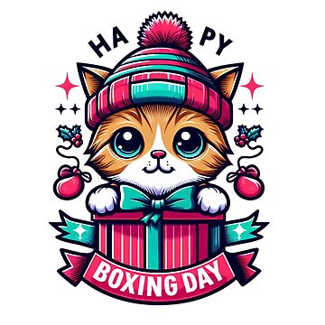 Artwork thumbnail, A cute cat wish you a Happy boxing day by Coollzone