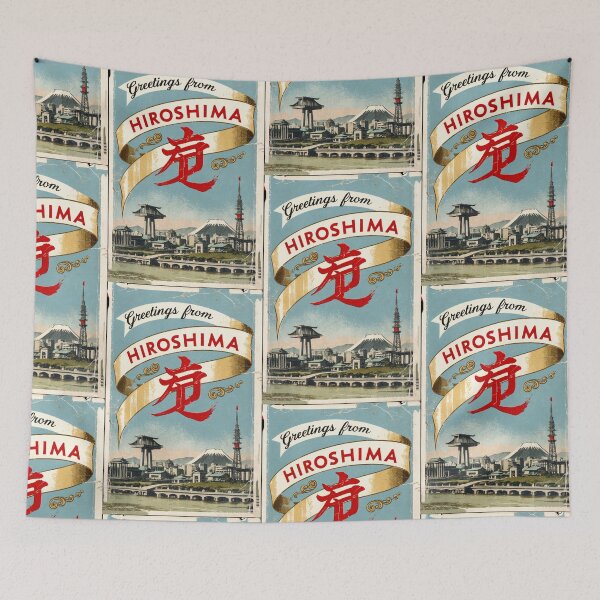 Item preview, Hiroshima Japan Vintage Travel Retro Postcard Design designed and sold by TravelPostcardGems.