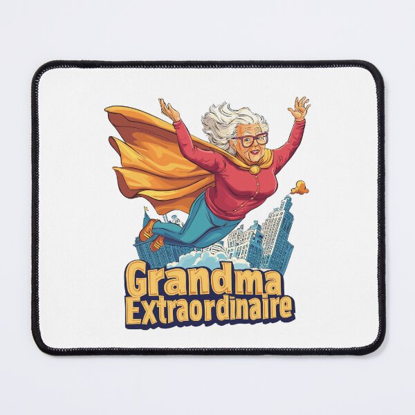 Item preview, "Grandma Extraordinaire" Flying Superhero Illustration designed and sold by ThreadQuirk.