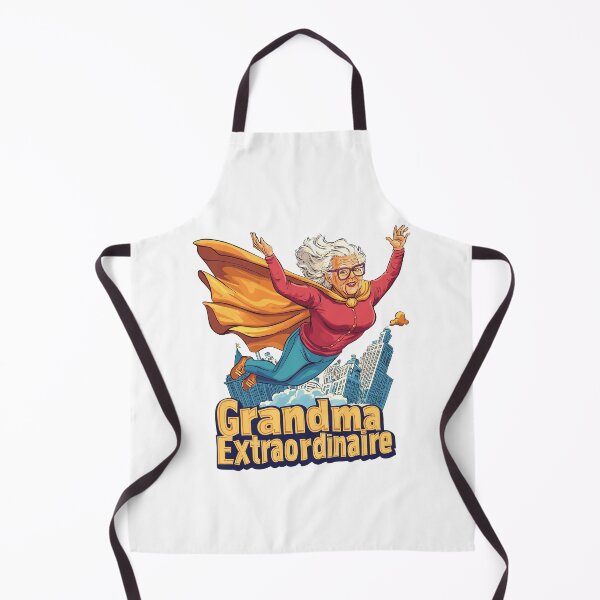 Item preview, "Grandma Extraordinaire" Flying Superhero Illustration designed and sold by ThreadQuirk.