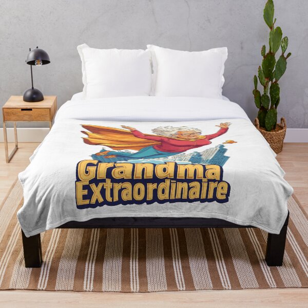Item preview, "Grandma Extraordinaire" Flying Superhero Illustration designed and sold by ThreadQuirk.