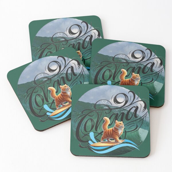 Item preview, Retro Vapor Ginger Cat surfing waves designed and sold by Reubens-Art.