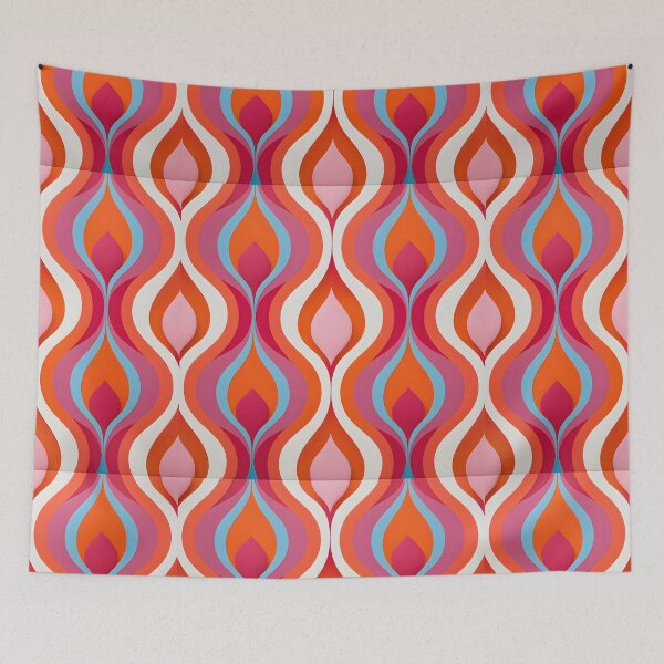 Item preview,  Mid Century Modern Fluid Wavy Pattern  Orange, Pink designed and sold by Prints and Lifestyle.