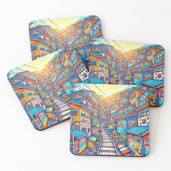 Item preview, Busan Gamcheon Culture Village Illustration designed and sold by unrealartwork.