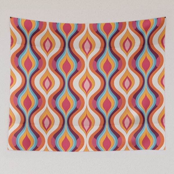 Item preview,  Mid Century Modern Fluid Wavy Pattern   Orange, Pink designed and sold by Prints and Lifestyle.