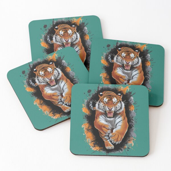 Item preview, An angry tiger in action. designed and sold by MyHappyArtShop.