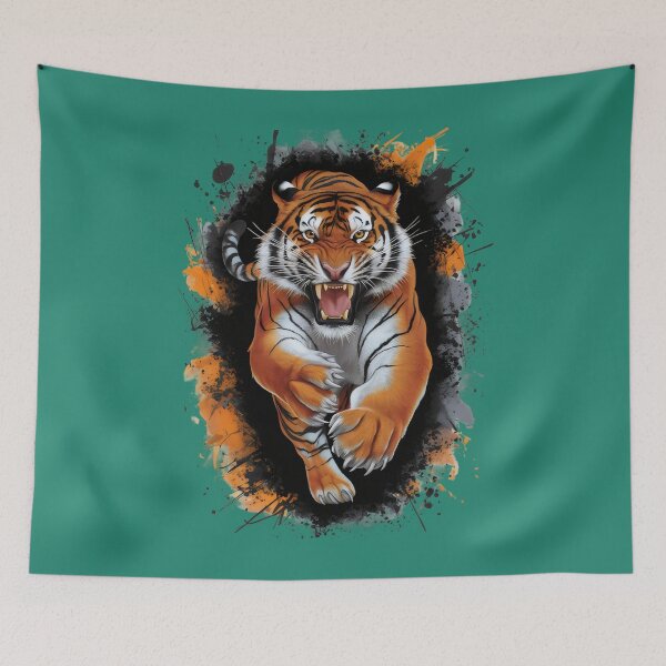 Item preview, An angry tiger in action. designed and sold by MyHappyArtShop.