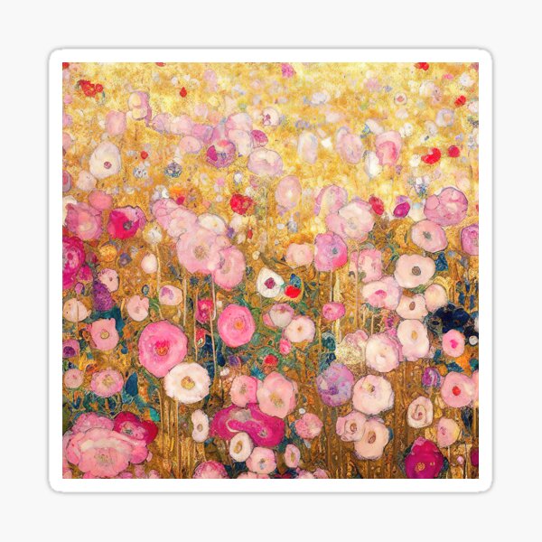 Aperçu de l'œuvre Fleurs roses de Gustav Klimt créée et vendue par maniacfitness.