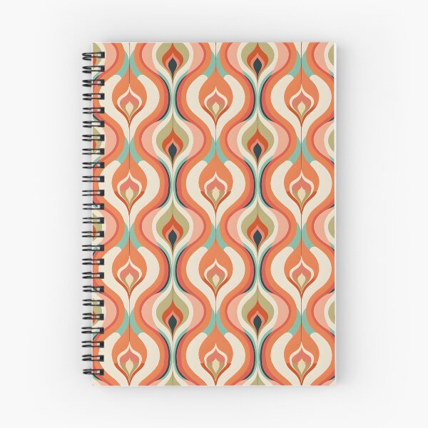 Item preview, Mid Century Modern  Fluid Wavy Pattern   Peach, Green designed and sold by Prints and Lifestyle.