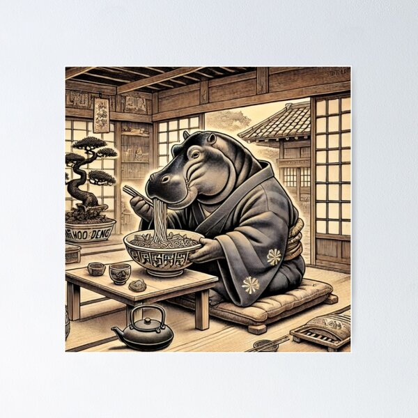 Item preview, Moo Deng Hippo eats ramen  designed and sold by Chihabstor.