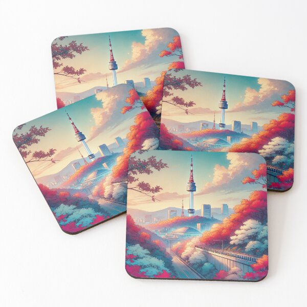 Item preview, Seoul Tower Landscape Illustration designed and sold by unrealartwork.