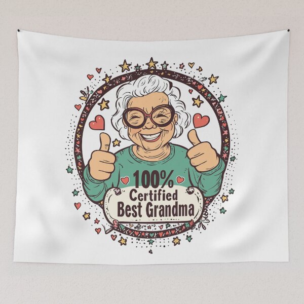 Item preview, Fun "100% Certified Best Grandma" Thumbs-Up Illustration designed and sold by ThreadQuirk.