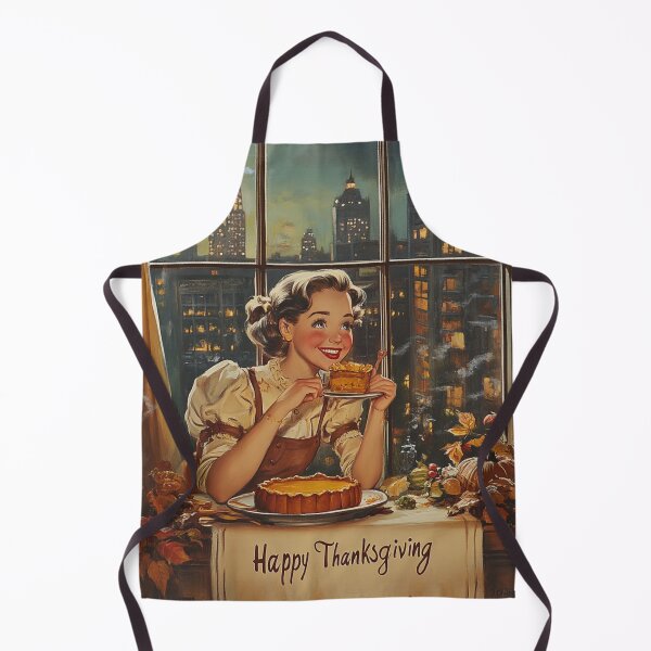 Item preview, Happy Thanksgiving Girl City Retro Postcard designed and sold by The Art of Kkatarynka.