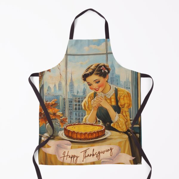 Item preview, Happy Thanksgiving Girl City Retro Postcard designed and sold by The Art of Kkatarynka.
