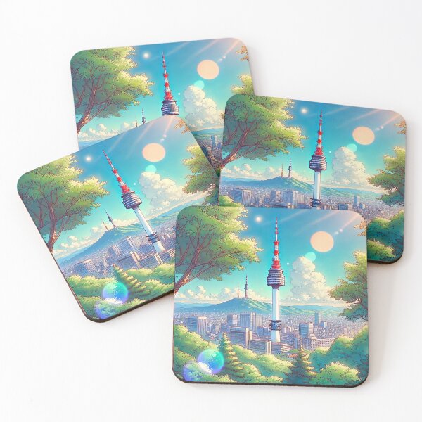 Item preview, Seoul Tower Landscape Illustration designed and sold by unrealartwork.