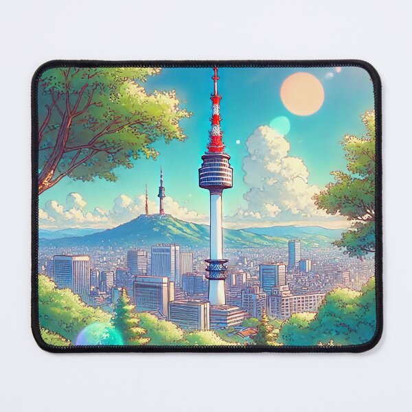 Item preview, Seoul Tower Landscape Illustration designed and sold by unrealartwork.
