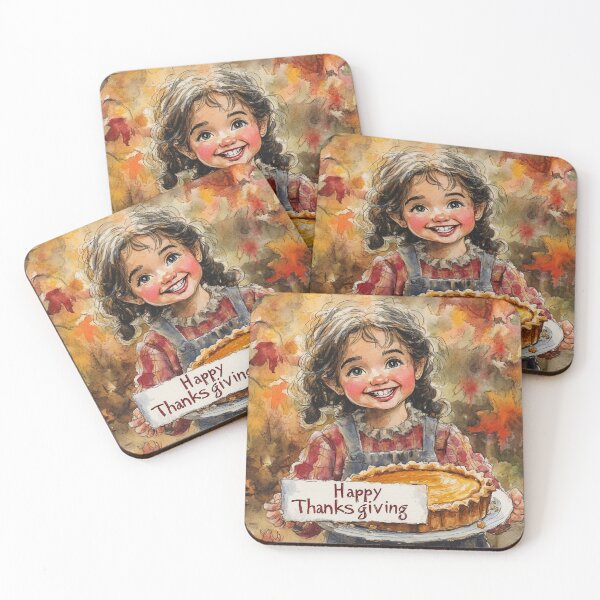 Item preview, Happy Thanksgiving Girl City Retro Postcard  designed and sold by The Art of Kkatarynka.