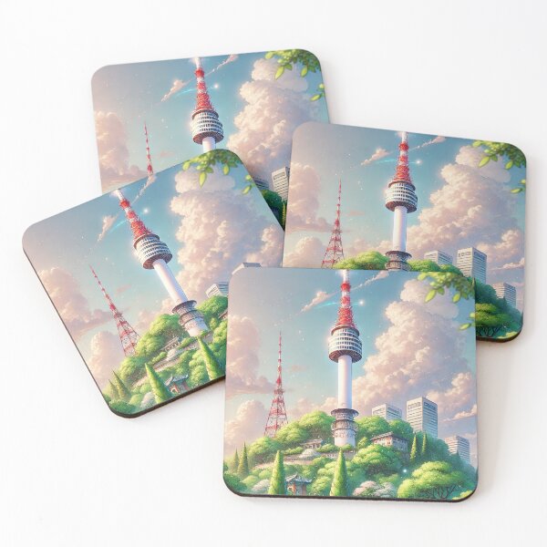 Item preview, Seoul Tower Landscape Illustration designed and sold by unrealartwork.