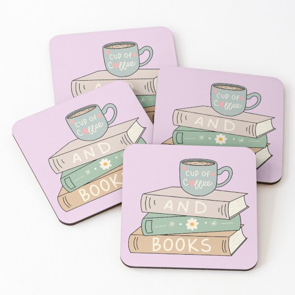 Item preview, cup of coffee and Books designed and sold by Evelyn Designs.