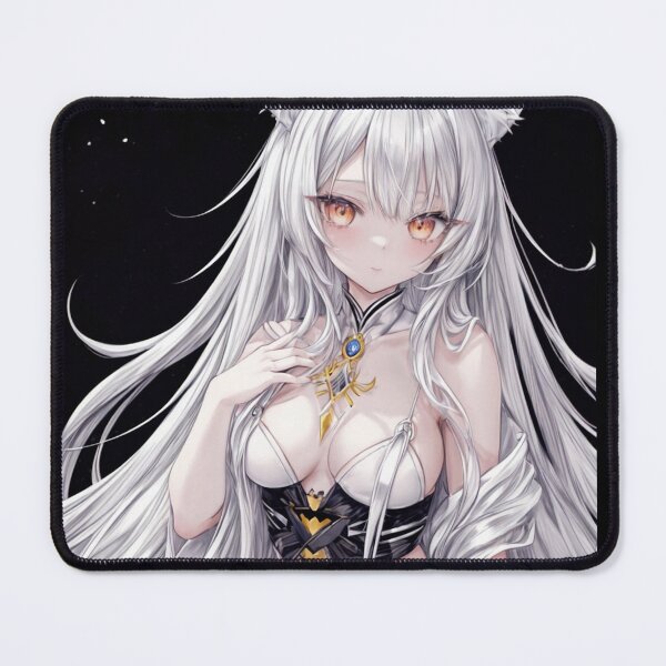 Item preview, Artwork of shy anime waifu, with wolf ears and grey hair designed and sold by Stajnon.