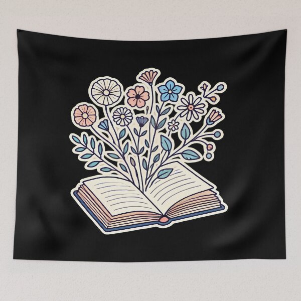 Artikelvorschau, Blooming Tales: Blumenfantasie aus einem offenen Buch. entworfen und verkauft von Linework Studio.