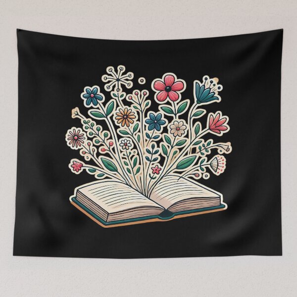 Artikelvorschau, Blooming Tales: Blumenfantasie aus einem offenen Buch. entworfen und verkauft von Linework Studio.