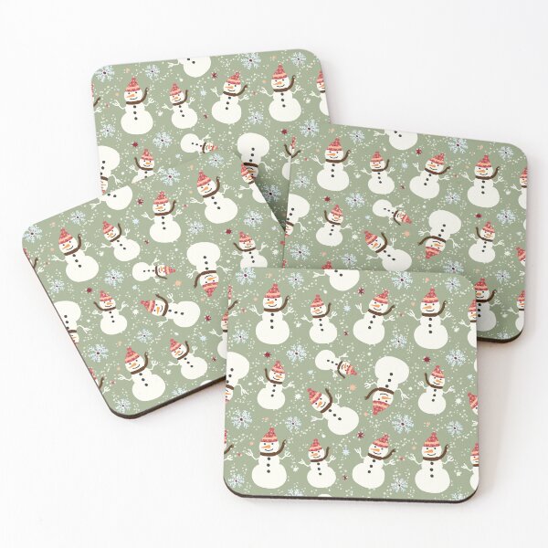 Item preview, Natural Christmas Hand drawn Cozy Snowman tossed with stars snowflakes designed and sold by sarakaquabubble.