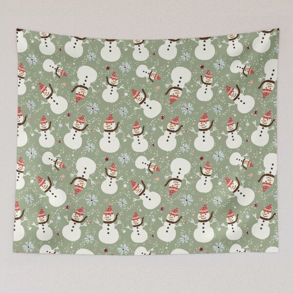 Item preview, Natural Christmas Hand drawn Cozy Snowman tossed with stars snowflakes designed and sold by sarakaquabubble.