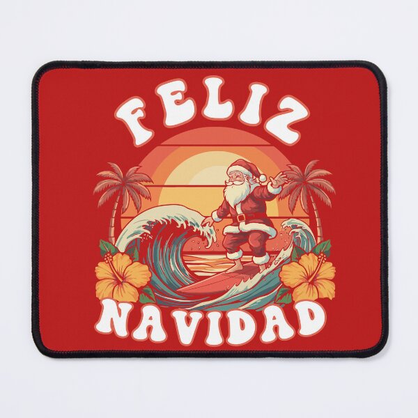 Item preview, Feliz Navidad Retro surfing santa Beach Christmas designed and sold by MissGraphicTees.