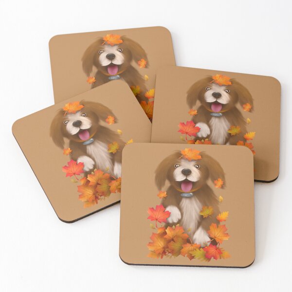 Item preview, Autumn Leaps Cute Caramel Dog the joy of fall designed and sold by Angel Lu.