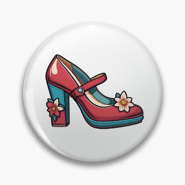 Artikelvorschau, Rote Pumps mit Blumenmuster entworfen und verkauft von Spike The Punch Design Co..