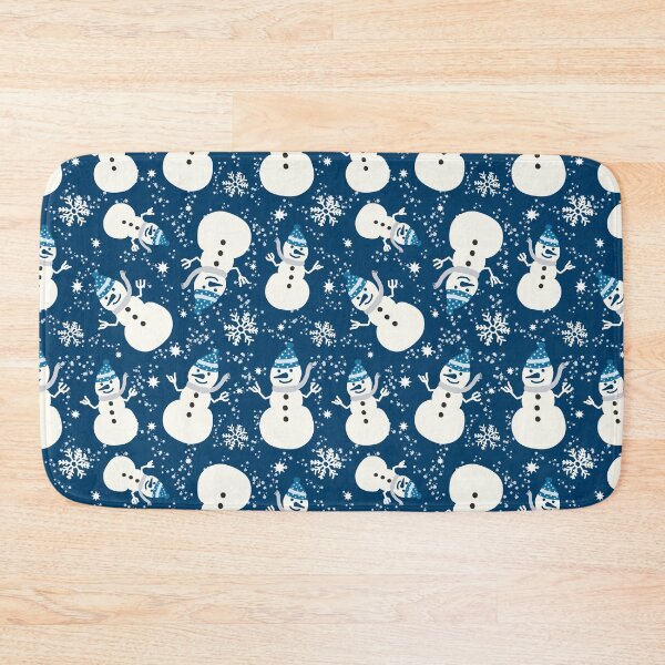 Item preview, Blue Silver Christmas Hand drawn Cozy Snowman tossed with stars snowflakes designed and sold by sarakaquabubble.