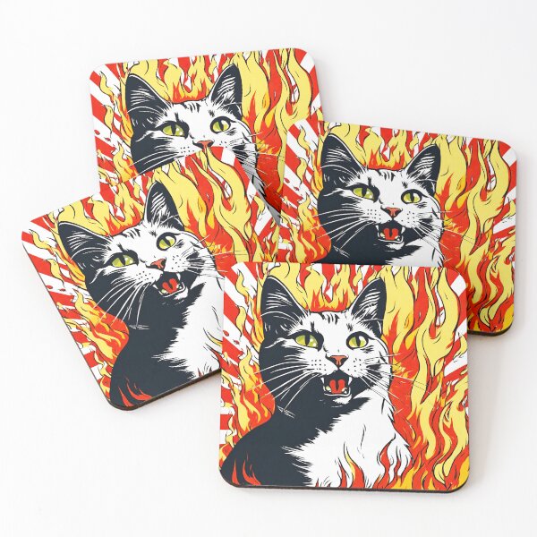 Item preview, Cat in Flames Retro Chic 4 designed and sold by Tom-Johnson.
