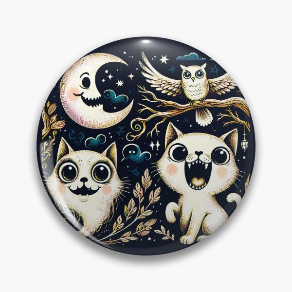 Item preview, Ghost Cat And Vampire Cat With An Owl D9 In Solid Background designed and sold by HappyHavenStu.
