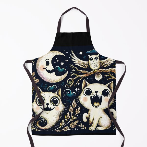 Item preview, Ghost Cat And Vampire Cat With An Owl D9 In Solid Background designed and sold by HappyHavenStu.