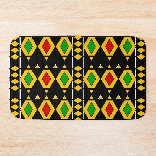 Item preview, African Diamonds Pattern in Yellow Black and Green designed and sold by HotHibiscus.