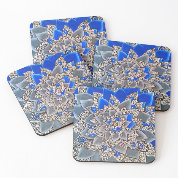 Item preview, fractal, rosette, flower, blue, gray, rose, magic designed and sold by JoannaLasGalery.