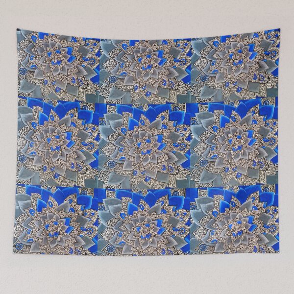 Item preview, fractal, rosette, flower, blue, gray, rose, magic designed and sold by JoannaLasGalery.