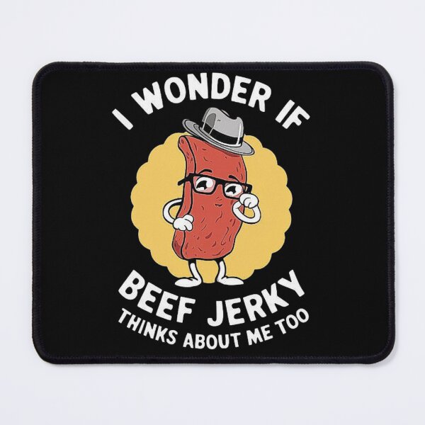 Item preview, I Wonder If Beef Jerky Thinks About Me Too - Funny Cartoon Design for Snack Lovers, Food Humor, Quirky Gift for Friends, Family & Foodies designed and sold by love3617.