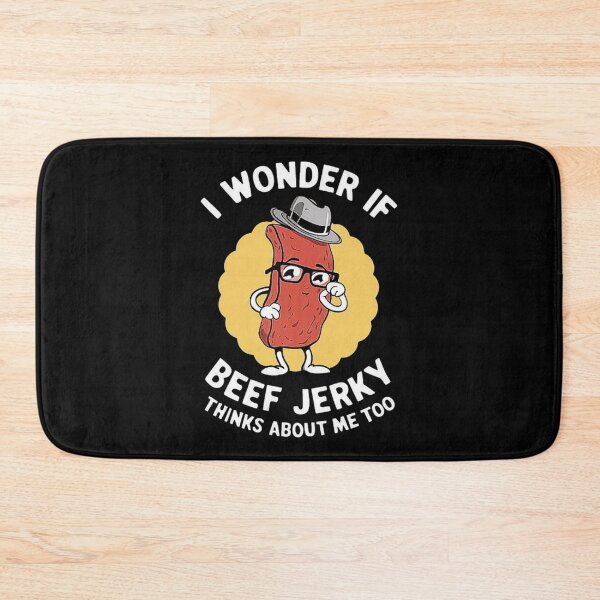 Item preview, I Wonder If Beef Jerky Thinks About Me Too - Funny Cartoon Design for Snack Lovers, Food Humor, Quirky Gift for Friends, Family & Foodies designed and sold by love3617.