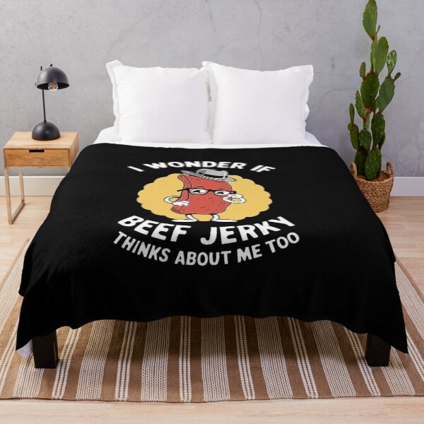 Item preview, I Wonder If Beef Jerky Thinks About Me Too - Funny Cartoon Design for Snack Lovers, Food Humor, Quirky Gift for Friends, Family & Foodies designed and sold by love3617.