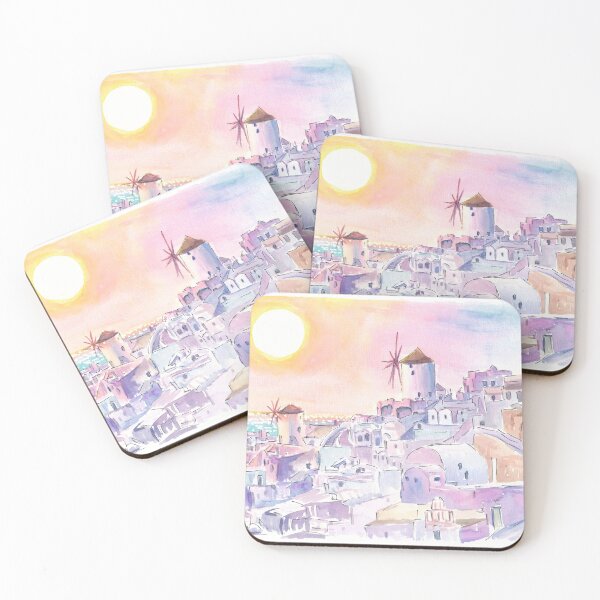 Item preview, Santorini Oia Sunset over the Cyclades Islands with Romantic Windmills  designed and sold by artshop77.
