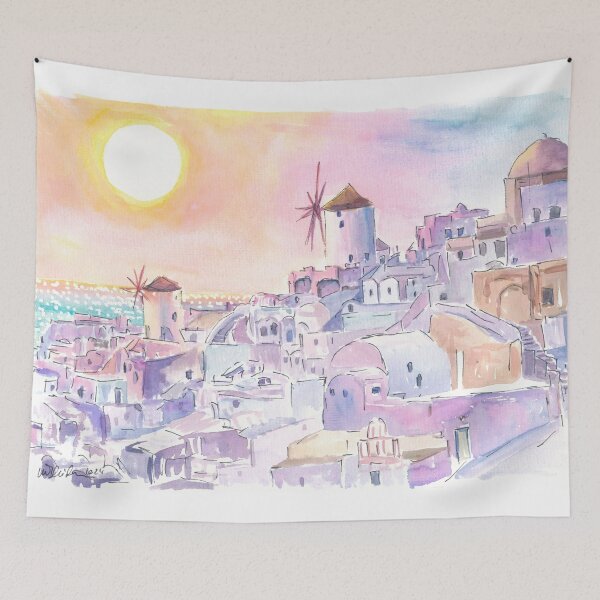 Item preview, Santorini Oia Sunset over the Cyclades Islands with Romantic Windmills  designed and sold by artshop77.
