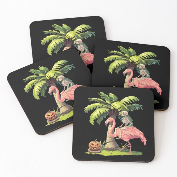Item preview, Halloween Skeleton Riding Pink Flamingo designed and sold by VelvetRoom.
