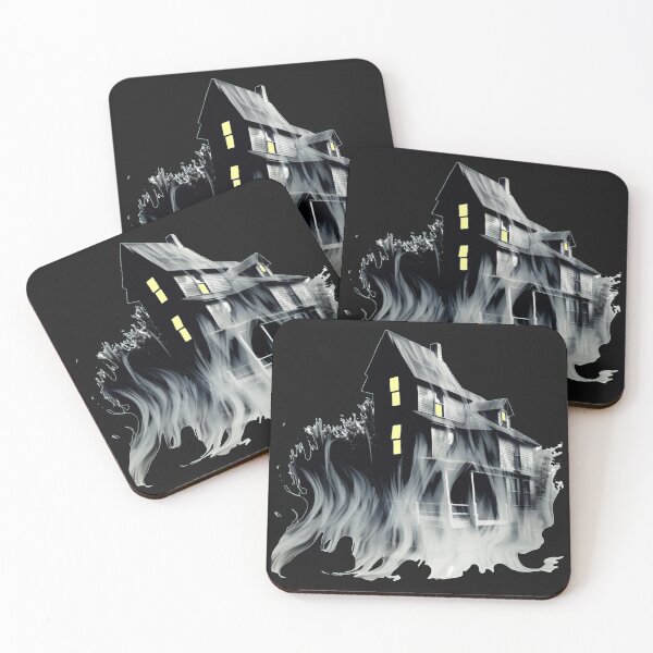 Item preview, haunted house ghost landscape black white landscape designed and sold by G-M-Designs.