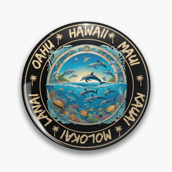 Item preview, Hawaii Maui Oahu Kauai Molokai Tropical Vibes with Dolphins Swimming in the Ocean designed and sold by SophTees.