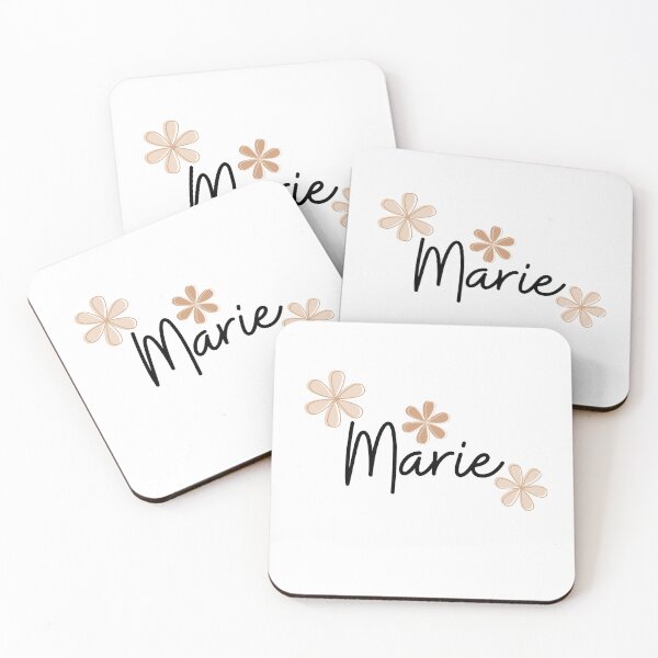 Item preview, "Marie" name with beige flowers designed and sold by Rocky Designs.