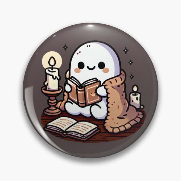 Item preview, Kawaii Cute Ghost Reading books by Candlelight designed and sold by JDesignWorkshop.