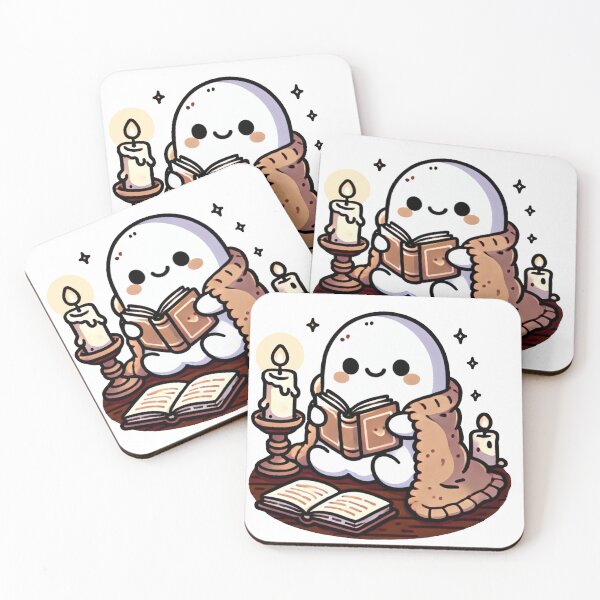 Item preview, Kawaii Cute Ghost Reading books by Candlelight designed and sold by JDesignWorkshop.